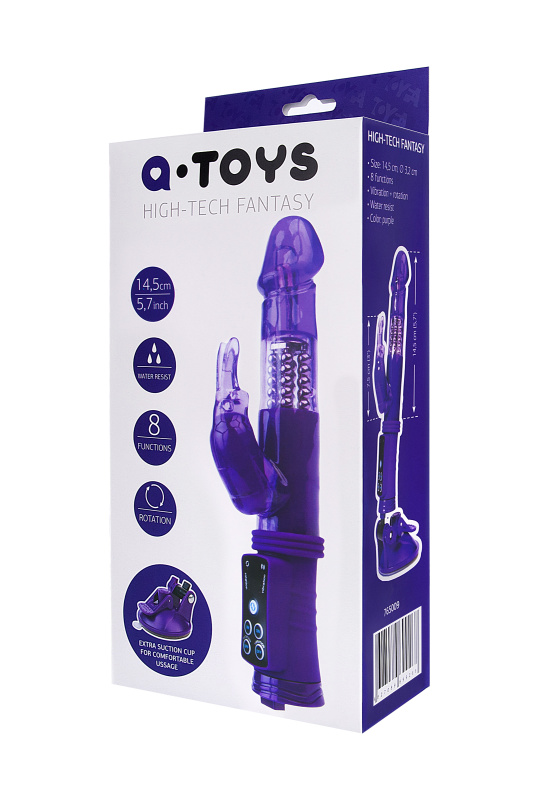 Изображение 7, Вибратор с клиторальным стимулятором TOYFA A-Toys, TPR, фиолетовый, 22 см, TFA-765009