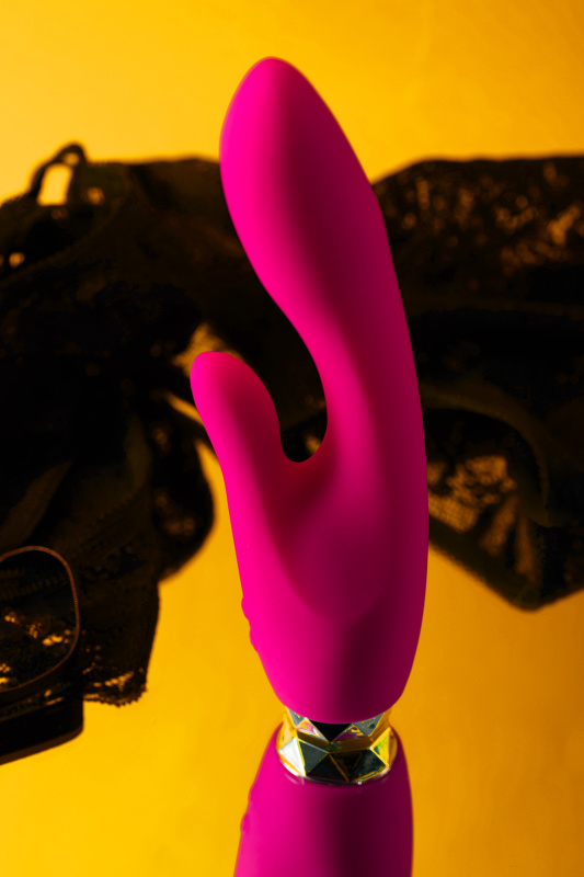 Изображение 15, Вибратор с клиторальным стимулятором L'EROINA, силикон, розовый, 18 см, TFA-561002