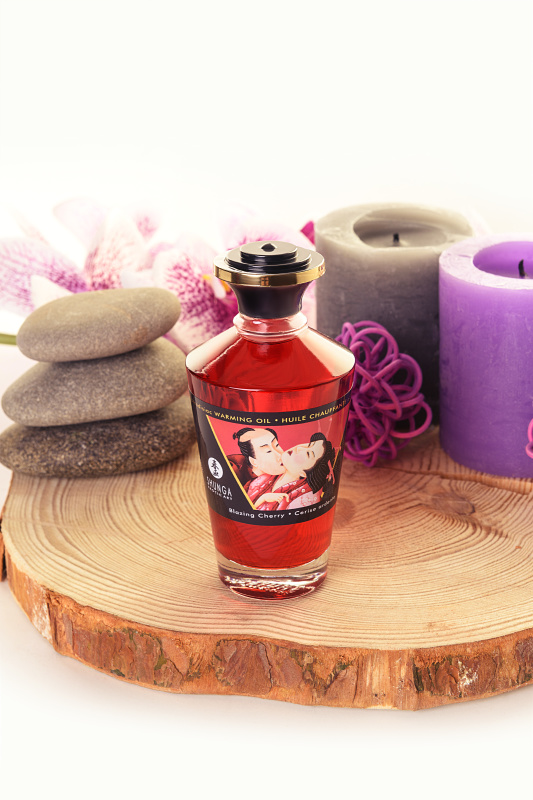 Изображение 10, Масло для массажа Shunga Blazing Cherry, разогревающее, вишня, 100 мл, TFA-2200