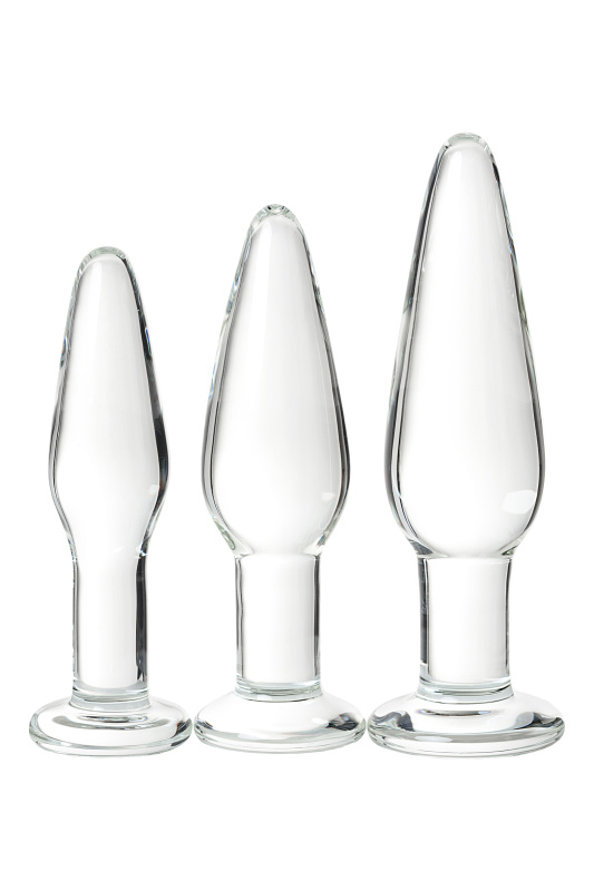Изображение 6, Набор анальных втулок Sexus Glass, стекло, прозрачный, 14/12,5/12 см, Ø 4/3,5/3 см, TFA-912306