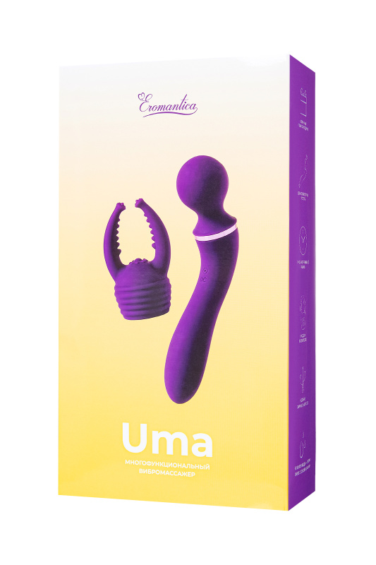 Изображение 9, Многофункциональный вибромассажер Eromantica Uma, силикон, фиолетовый, 20 см, TFA-230304