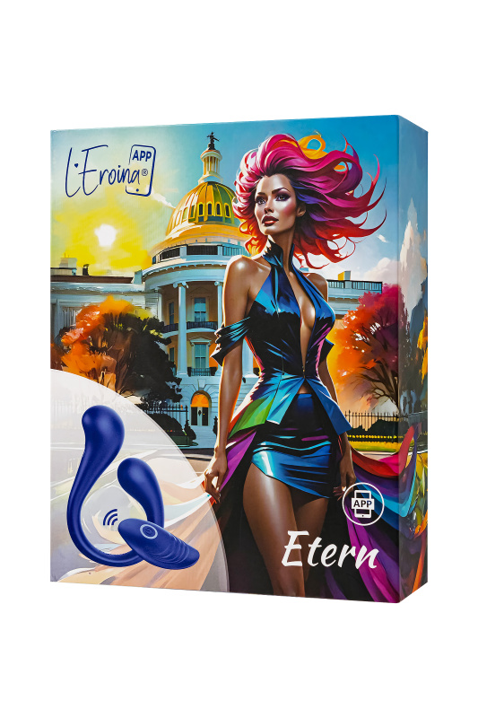 Изображение 10, Многофункциональный вибратор L'Eroina APP ETERN с пультом и APP, силикон, синий, 23 см, TFA-565006