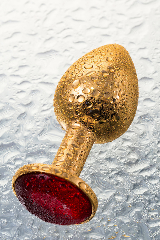 Изображение 10, Анальная втулка Metal by TOYFA, металл, золотая, с рубиновым кристаллом, 7,5 см, Ø 3 см, 145 г, TFA-712005