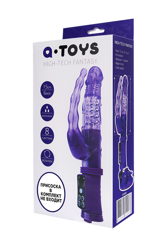 Изображение 6, Анально-вагинальный вибратор A-Toys by TOYFA High-Tech fantasy, TPR, фиолетовый, 22 см, TFA-765008