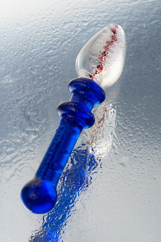 Изображение 8, Двусторонний фаллоимитатор Sexus Glass, стекло, синий, 18 см, TFA-912193