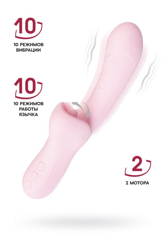 Виброкролик с ласкающим язычком JOS Orali, силикон, розовый, 22 см, TFA-783056