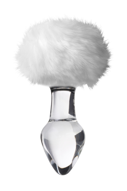 Изображение 2, Анальная втулка Sexus Glass, с белым хвостиком, стекло, прозрачная, 14 см, Ø 4 см, TFA-912227