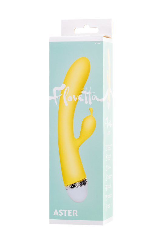 Изображение 7, Вибратор с клиторальным стимулятором Flovetta by Toyfa Aster, силикон, желтый, 22 см, TFA-457701