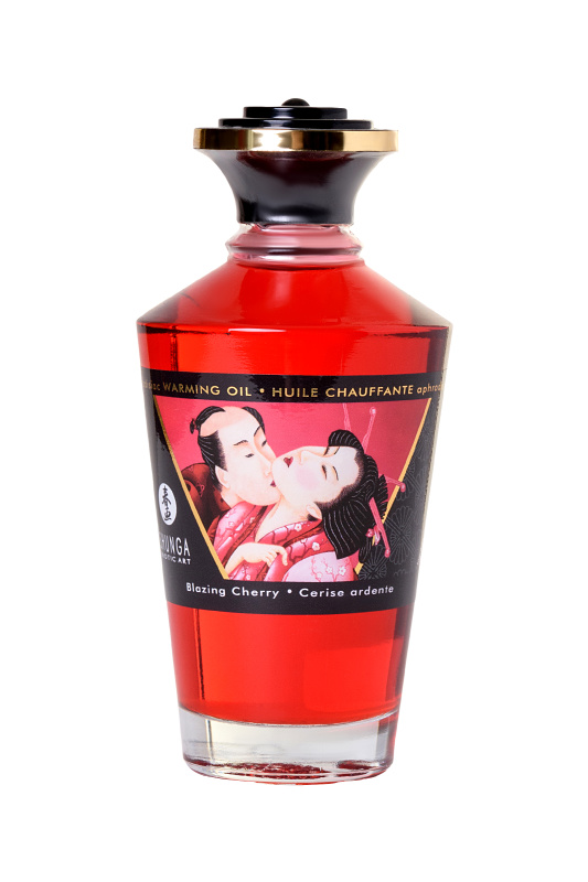 Изображение 3, Масло для массажа Shunga Blazing Cherry, разогревающее, вишня, 100 мл, TFA-2200