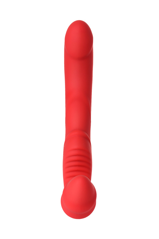 Изображение 4, Безремневой страпон Black & Red by TOYFA с вибрацией, силикон, красный, 35 см, TFA-901408-9