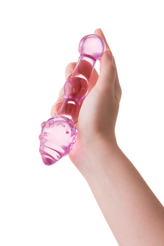 Изображение 5, Двусторонний фаллоимитатор Sexus Glass, стекло, розовый, 17 см, TFA-912013