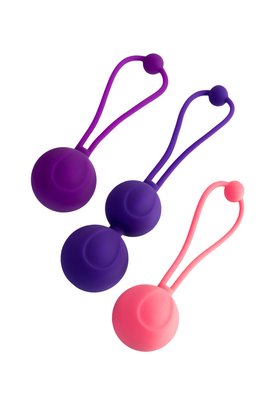 Изображение 2, Набор вагинальных шариков L'EROINA by TOYFA Bloom, силикон, фиолетово-розовый, Ø 3,1/3,1/2,6-3 см, TFA-564003