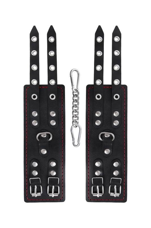 Изображение 4, Наручники Pecado BDSM, с двумя ремнями и черной подкладкой, натуральная кожа, черные, TFA-02141