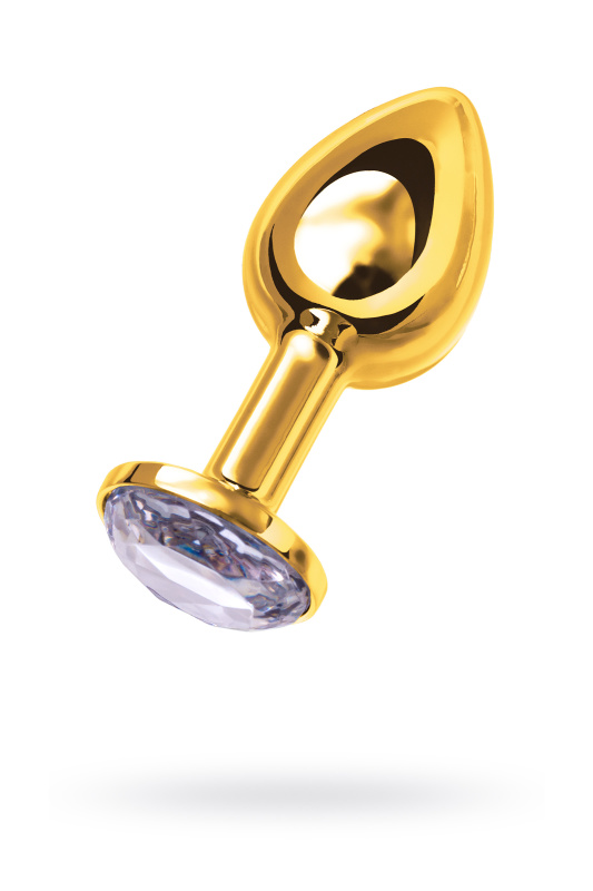 Анальная втулка TOYFA Metal маленькая, золотая, с белым кристаллом