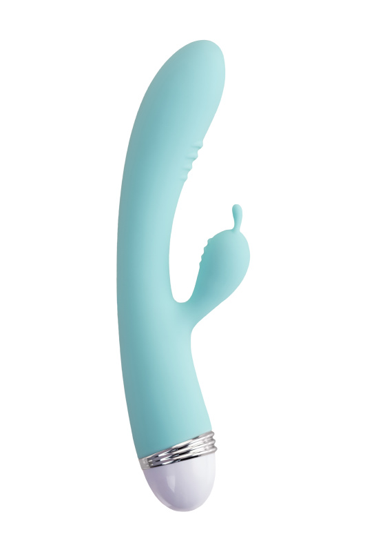 Изображение 3, Вибратор с клиторальным стимулятором Flovetta by Toyfa Iris, силикон, голубой, 22 см, TFA-457702