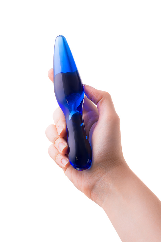 Изображение 5, Двусторонний фаллоимитатор Sexus Glass, стекло, синий, 17,5 см, TFA-912190