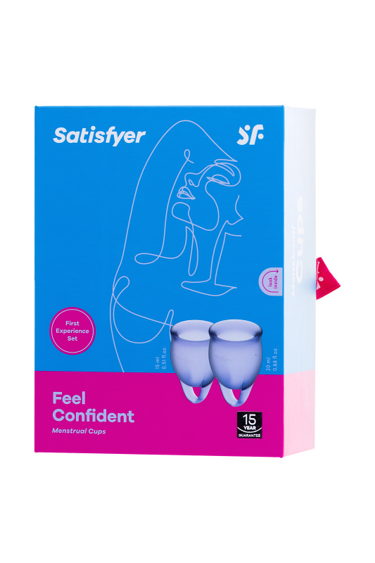 Изображение 7, Менструальная чаша Satisfyer Feel Confident, 2 шт в наборе, силикон, фиолетовый, FER-J1762-4