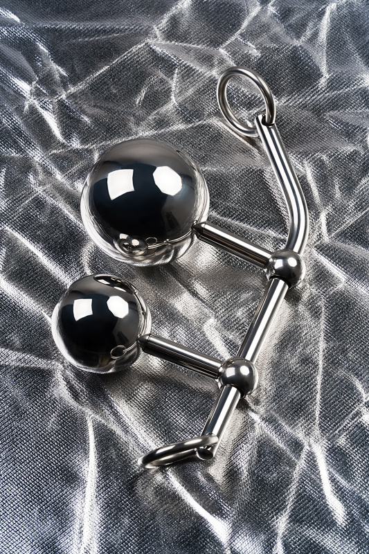Изображение 6, Стринги с двумя шарами, TOYFA Metal, серебристые, TFA-717112