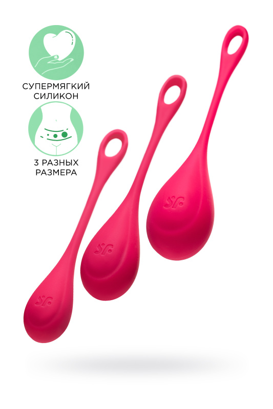 Изображение 1, Набор вагинальных шариков Satisfyer YONI, силикон, красный, Ø 2 см., TFA-J1517-2