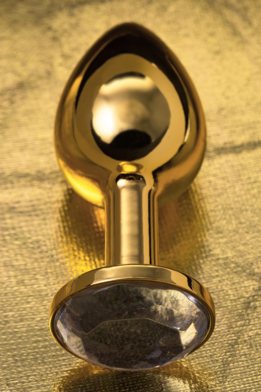 Изображение 12, Анальная втулка Metal by TOYFA, металл, золотая, с белым кристаллом, 7,5 см, Ø 3 см, 145 г, TFA-712004