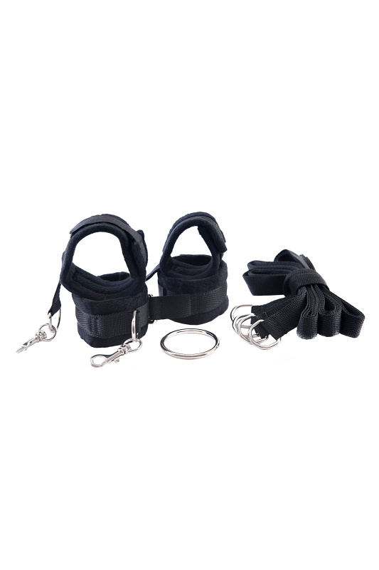 Изображение 3, Комплект бондажный TOYFA Theatre (наручники, оковы на ноги, кольцо, 4 фиксирующих ремня), черный, TFA-704015