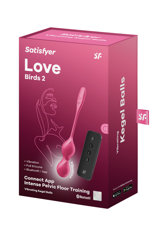 Изображение 5, Вагинальные шарики с вибрацией Satisfyer Love Birds 2 Connect App, с пультом ДУ, красный, 22,2 см, TFA-4002941