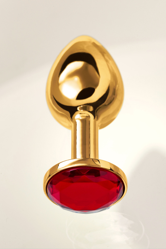 Изображение 9, Анальная втулка Metal by TOYFA, металл, золотая, с рубиновым кристаллом, 7,5 см, Ø 3 см, 145 г, TFA-712005