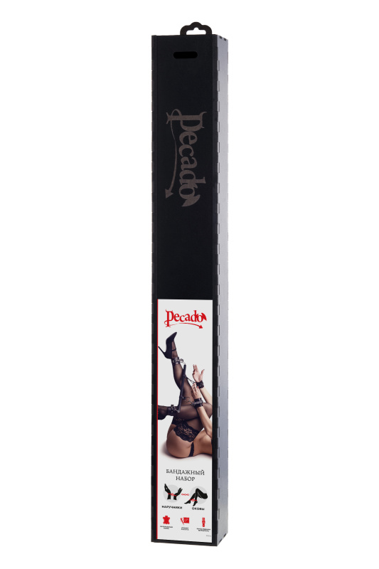 Изображение 10, Бондажный набор Pecado BDSM, 4 точки фиксации, распорка, наручники, оковы, натуральная кожа, черный, TFA-01315