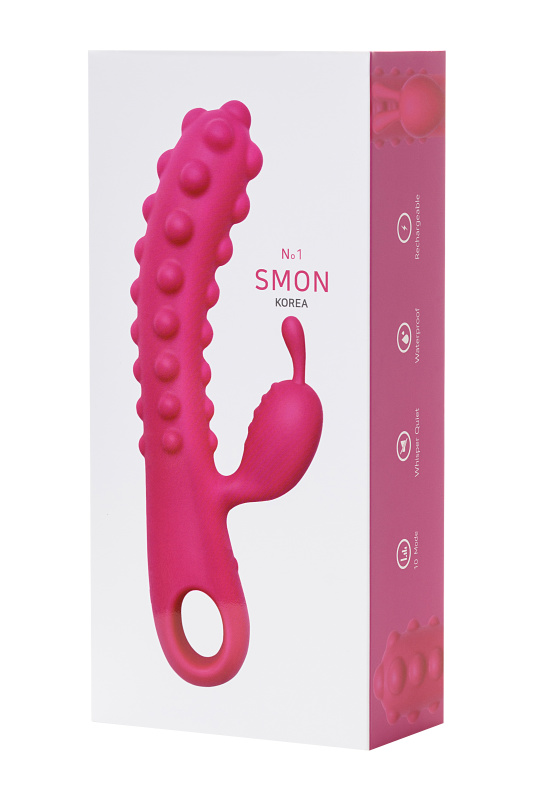 Изображение 9, Вибратор с клиторальным стимулятором KOKOS SMON, силикон, розовый, 23 см, TFA-SMON-01-Pink