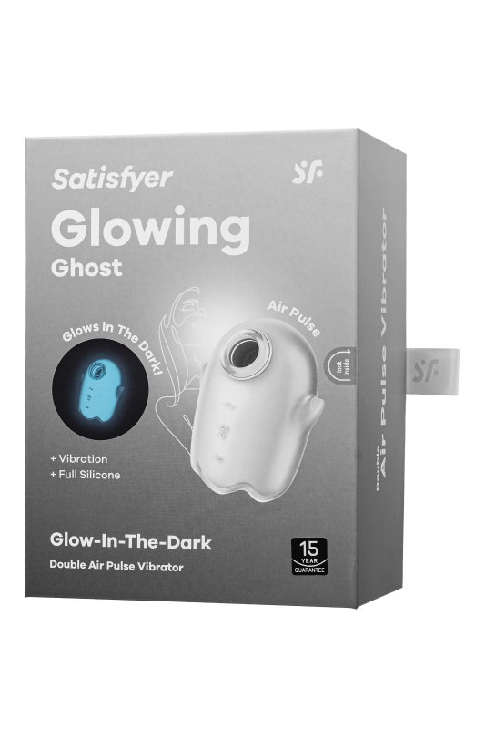 Изображение 5, Вакуумный стимулятор клитора с вибрацией Satisfyer Glowing Ghost, светящийся в темноте, белый, 8,4см, TFA-4060057