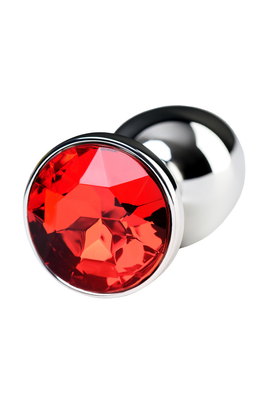 Изображение 3, Анальная втулка Metal by TOYFA, металл, серебряная, с красным кристаллом, 7,1 см, Ø 2,7 см, 150 г, TFA-717010-9