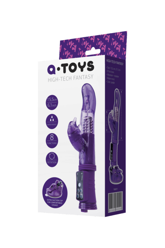 Изображение 3, Вибратор с клиторальным стимулятором TOYFA A-Toys, TPR, фиолетовый, 22,5 см, TFA-765011