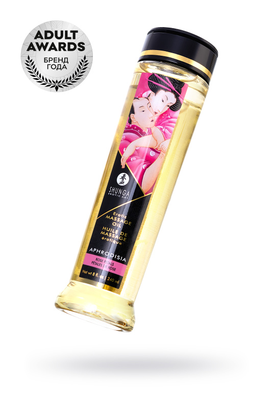 Изображение 1, Масло для массажа Shunga Aphrodisia, натуральное, возбуждающее, роза, 240 мл., TFA-271000