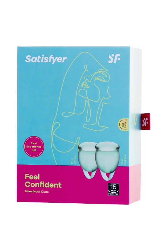Изображение 7, Менструальная чаша Satisfyer Feel Confident, 2 шт в наборе, силикон, зеленый, FER-J1762-5