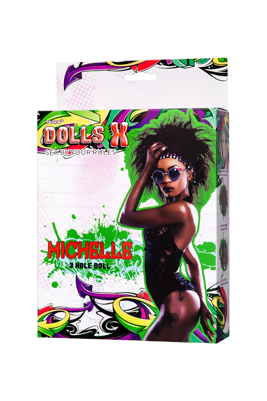 Изображение 6, Кукла надувная Dolls-X by TOYFA Michelle, негритянка, с тремя отверстиями, 160 см, TFAM-117004