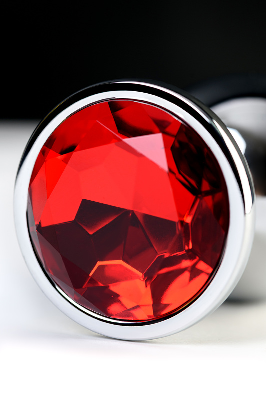 Изображение 6, Анальная втулка Metal by TOYFA, металл, серебряная, с красным кристаллом, 9,5 см, Ø 4 см, 420 г, TFA-717012-9