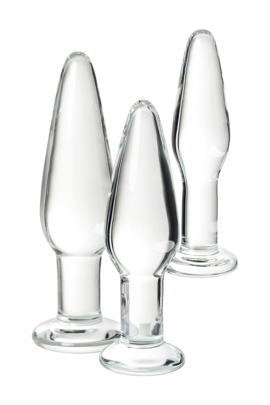Изображение 5, Набор анальных втулок Sexus Glass, стекло, прозрачный, 14/12,5/12 см, Ø 4/3,5/3 см, TFA-912306