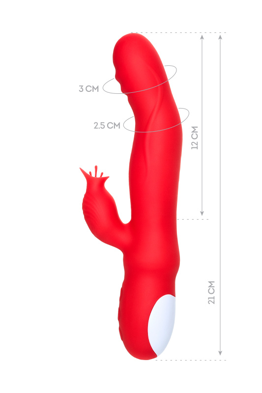 Изображение 12, Вибратор JOS Redli с двигающейся головкой, силикон, красный, 21 см, TFA-783034