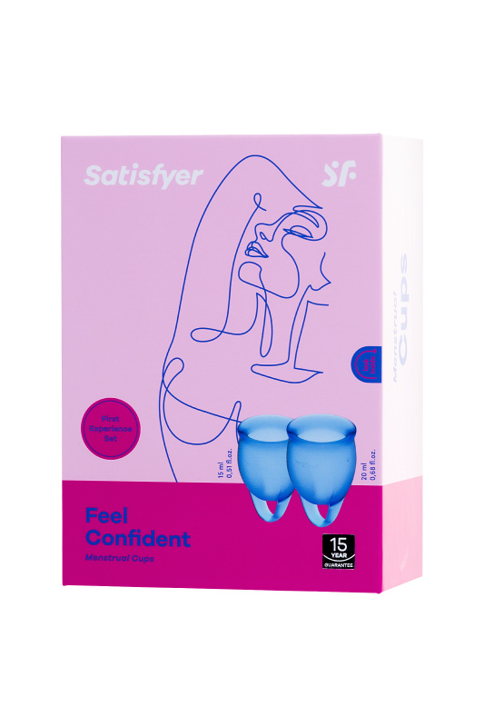 Изображение 7, Менструальная чаша Satisfyer Feel Confident, 2 шт в наборе, силикон, синий, FER-J1762-6
