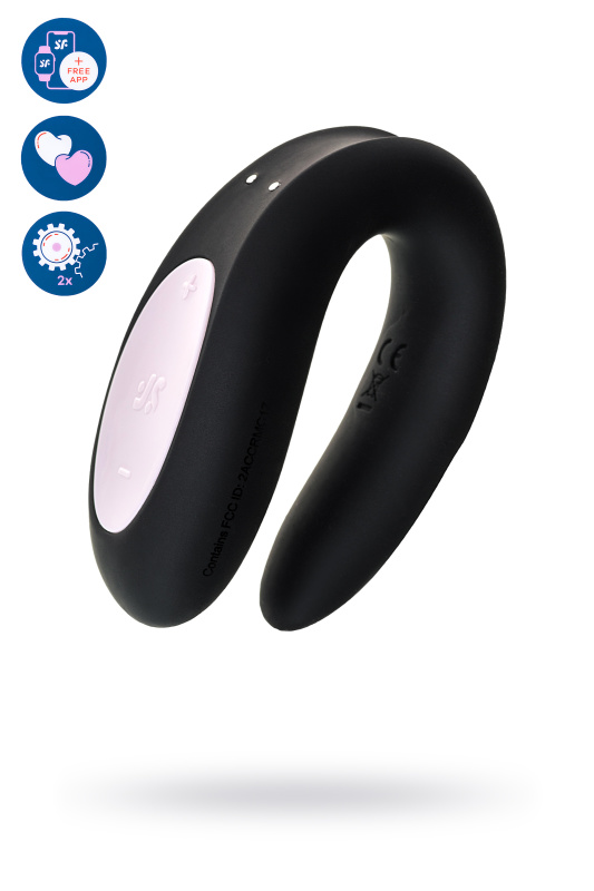 Изображение 1, Многофункциональный стимулятор для пар Satisfyer Double Joy Connect App, силикон, чёрный, 9,14 см, TFA-J2008-16-1