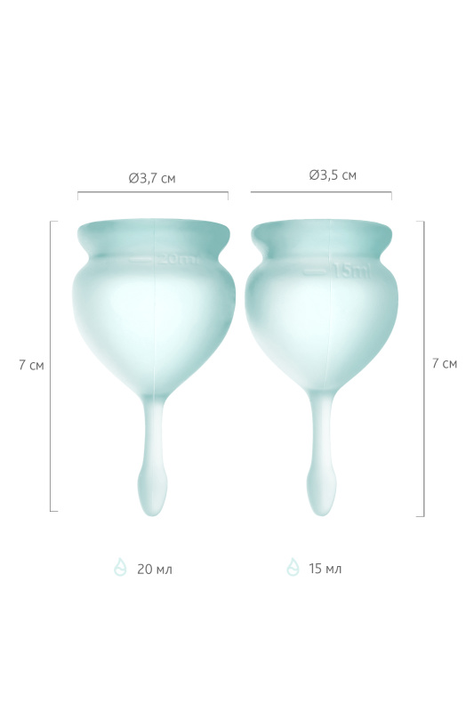 Изображение 16, Менструальная чаша Satisfyer Feel Good, 2 шт в наборе, силикон, зеленый, FER-J1763-1